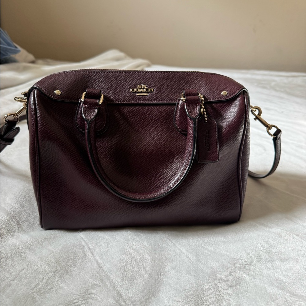 Coach Leather Satchel Bag in Burgundy - Picture 3 of 6